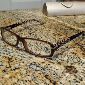 BEBE “ACCOMPLISHED” Eyeglasses Frame BB5003 52-16-135 Animal Leopard & Case